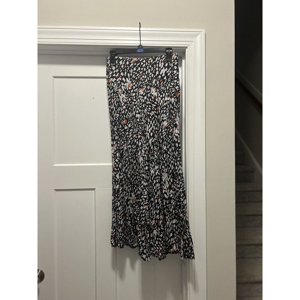 Leopard Print Flat Front Wide Leg Pants Size 12 Modest Teacher Fun Animal Print